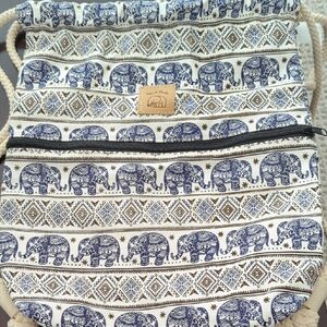 Hand Made Elephant Print Canvas Bag